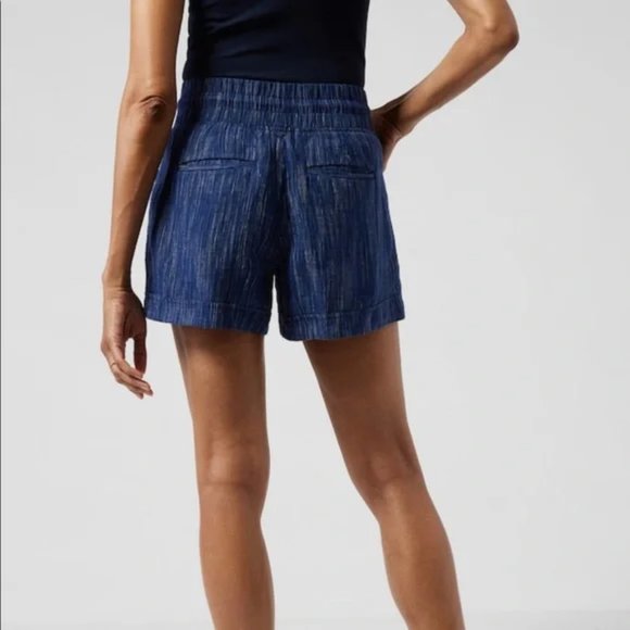 Athleta Cabo Linen Textured 4" Sorts Dress Blue Sz 2 - Picture 3 of 9